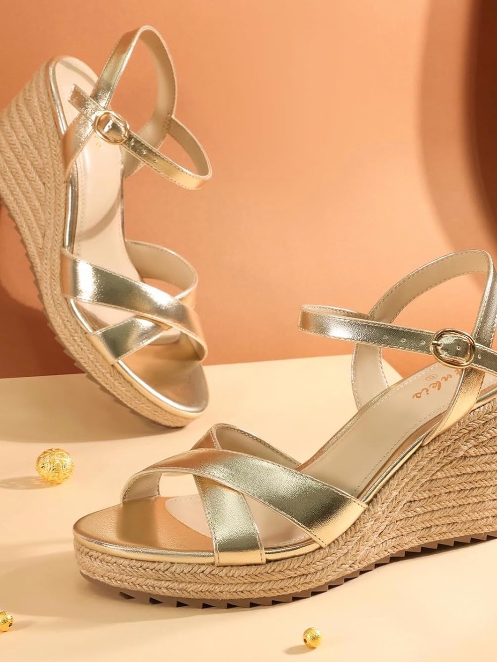 Ankis Wedge Sandals Gold Espadrille Wedge Sandals Size 11